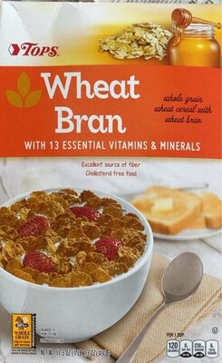 Whole grain wheat cereal with enriched wheat bran