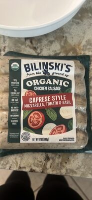 Organic Chicken Sausage Caprese Style Mozzarella, Tomato & Basil