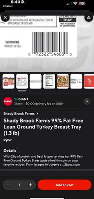 99% Fat Free Lean Ground Turkey Breast