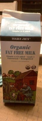 Organic fat free milk