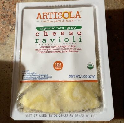Artisola organic cheese ravioli