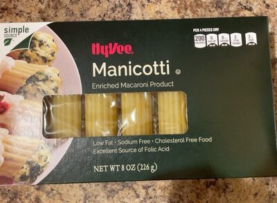 Hy vee manicotti enriched macaroni product
