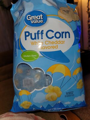 Great value, puff corn, white cheddar flavored