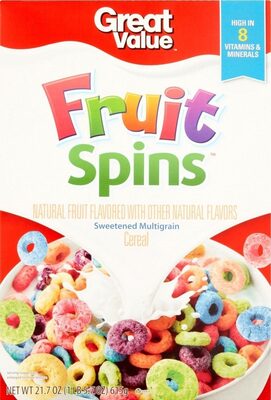 Fruit spins sweetened multigrain cereal with