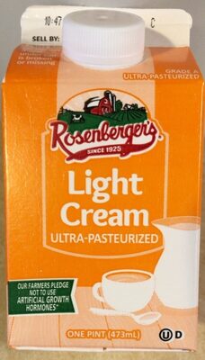 Rosenberger’s Light Cream Ultra- Pasteurized