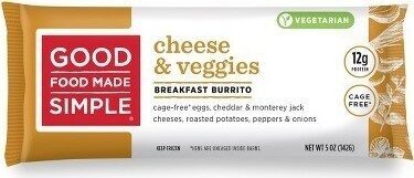 Good food made simple cheese & veggies breakfast burrito