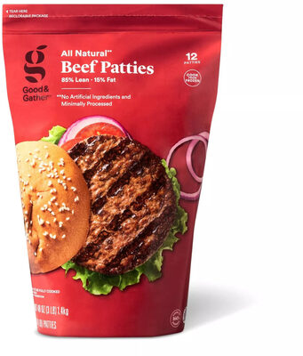 All natural frozen beef patties