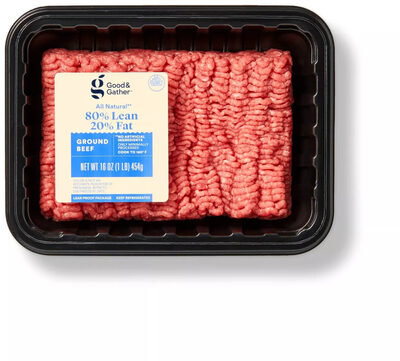 All natural ground beef 80% lean 20% fat