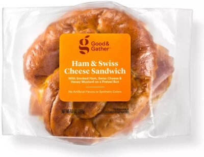 Ham & Swiss Cheese Pretzel Roll Sandwich