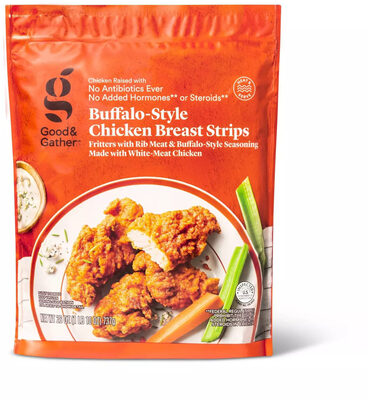 Buffalo-style chicken breast strips