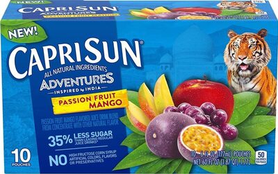 Adventures passion fruit mango juice drink pouches