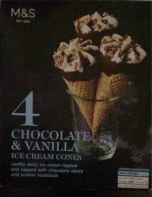4 chocolate &vanilla ice cream cones