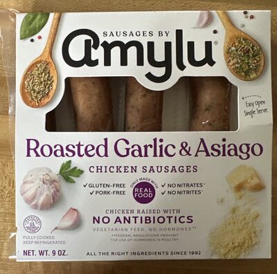 Roasted Garlic & Asiago Chicken Sausages, Roasted Garlic & Asiago