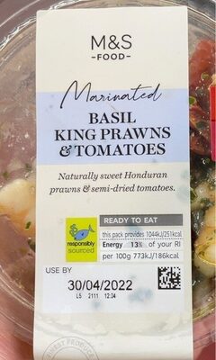 Basil king prawns and tomatoes
