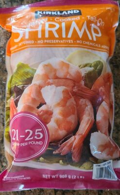 Shrimp (21-25): Farm-Raised - Cooked - Tail-On