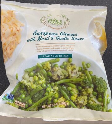 European greens with basil & garlic sauce