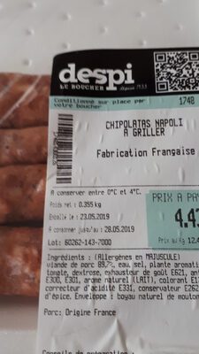 chipolatas Napoli à griller