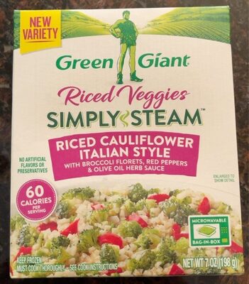 Simply steam riced cauliflower italian style