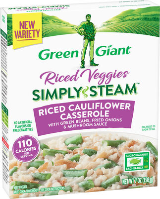 Simply steam riced cauliflower casserole with green beans