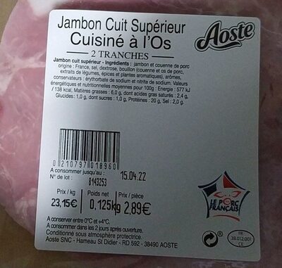 Jambon cuit supérieur cuisine à l'os