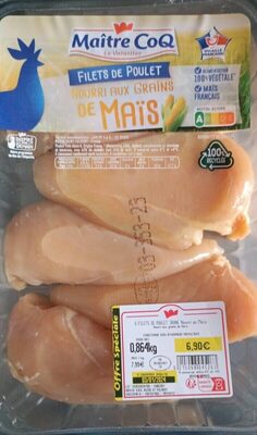 Filets de poulet nourris aux grains de maïs