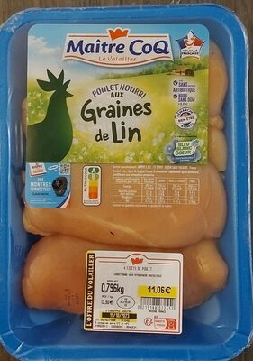 Filets de poulet nourri aux graines de lin