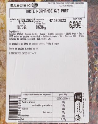 Tarte normande 6/8 parts
