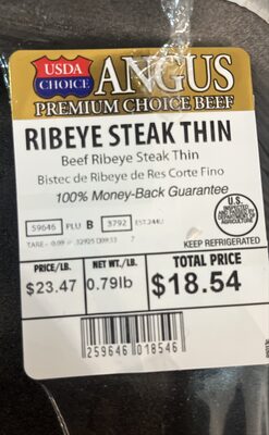 ANGUS ribeye steak thin