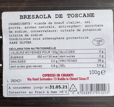 Bresaola de Toscane