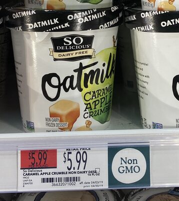 Caramel apple crumble oatmilk non-dairy frozen dessert, caramel apple crumble