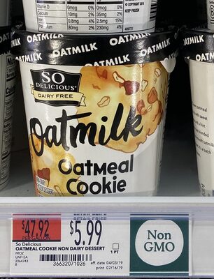 Oatmeal cookie oat milk non-dairy frozen dessert, oatmeal cookie