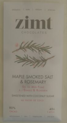 80% Cacao Maple Smoked Salt & Rosemary Dark Chocolate Bar Sweetened with Coconut Sugar