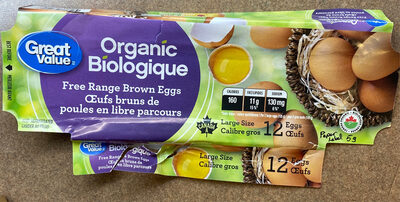 12 Large Organic Free-Range Eggs, brown.