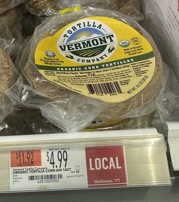 Organic corn tortillas, organic corn