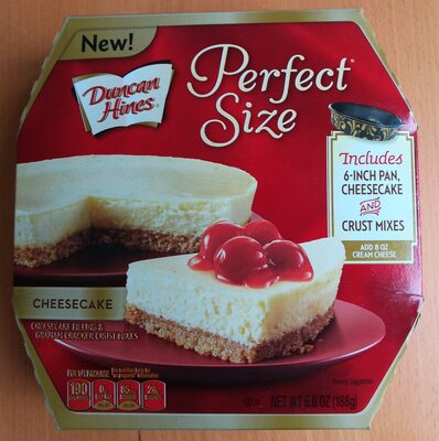 Duncan hines, perfect size, cheesecake filling & graham cracker crust mixes