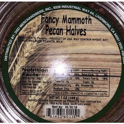Dsd merchandisers, fancy mammoth pecan halves