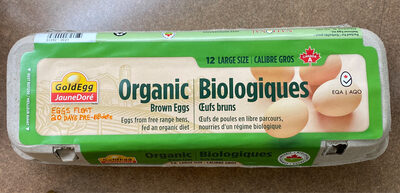 12 Large Organic Free-Range Eggs, brown.