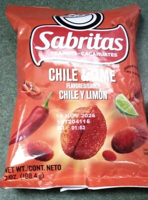 Sabritas Chili Lime Peanuts 7 Ounce Plastic Bag