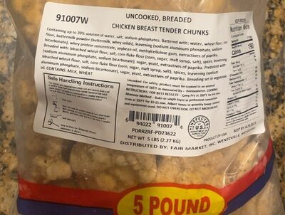 uncooked, breaded chicken breast tender chunks