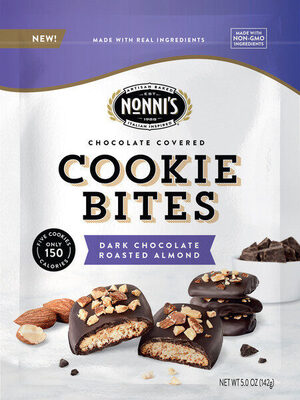 Nonni's dark chocolate roasted almond cookie bites