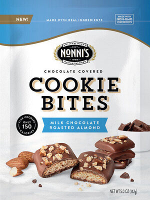 Nonni's milk chocolate roasted almond cookie bites