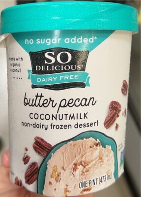 Coconut Milk Non-Dairy Frozen Dessert No Sugar Added Butter Pecan Pint