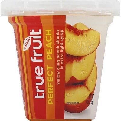 PERFECT PEACH yellow cling peach chunks in extra light syrup