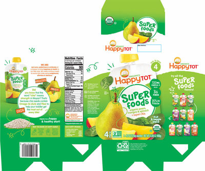 Super Foods Organic Pears, Mangos & Spinach + Super Chia - Stage 4