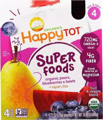 Super Foods Organic Pears, Beets & Blueberries + Super Chia - Stage 4