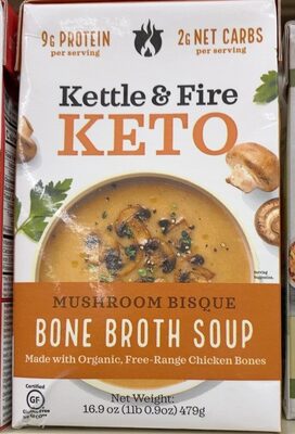 mushroom bisque soup with chicken bone broth