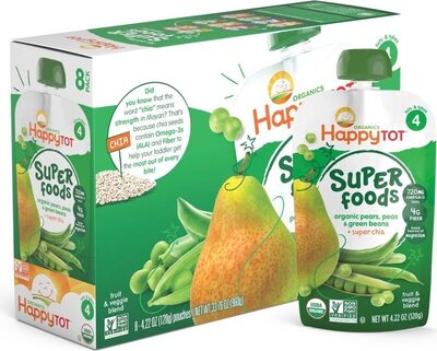Super Foods Organic Pears, Green Beans & Peas + Super Chia - Stage 4