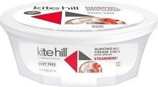 Strawberry dairy free almond milk cream cheese style spread