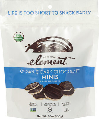 Organic dark chocolate minis dipped rice cakes