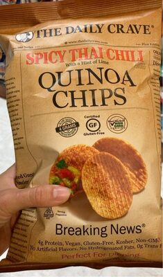 Spicy thai chili flavored with a hint of lime quinoa chips, spicy thai chili